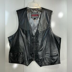 Excelled Men's Classic Black Leather Vest A0380